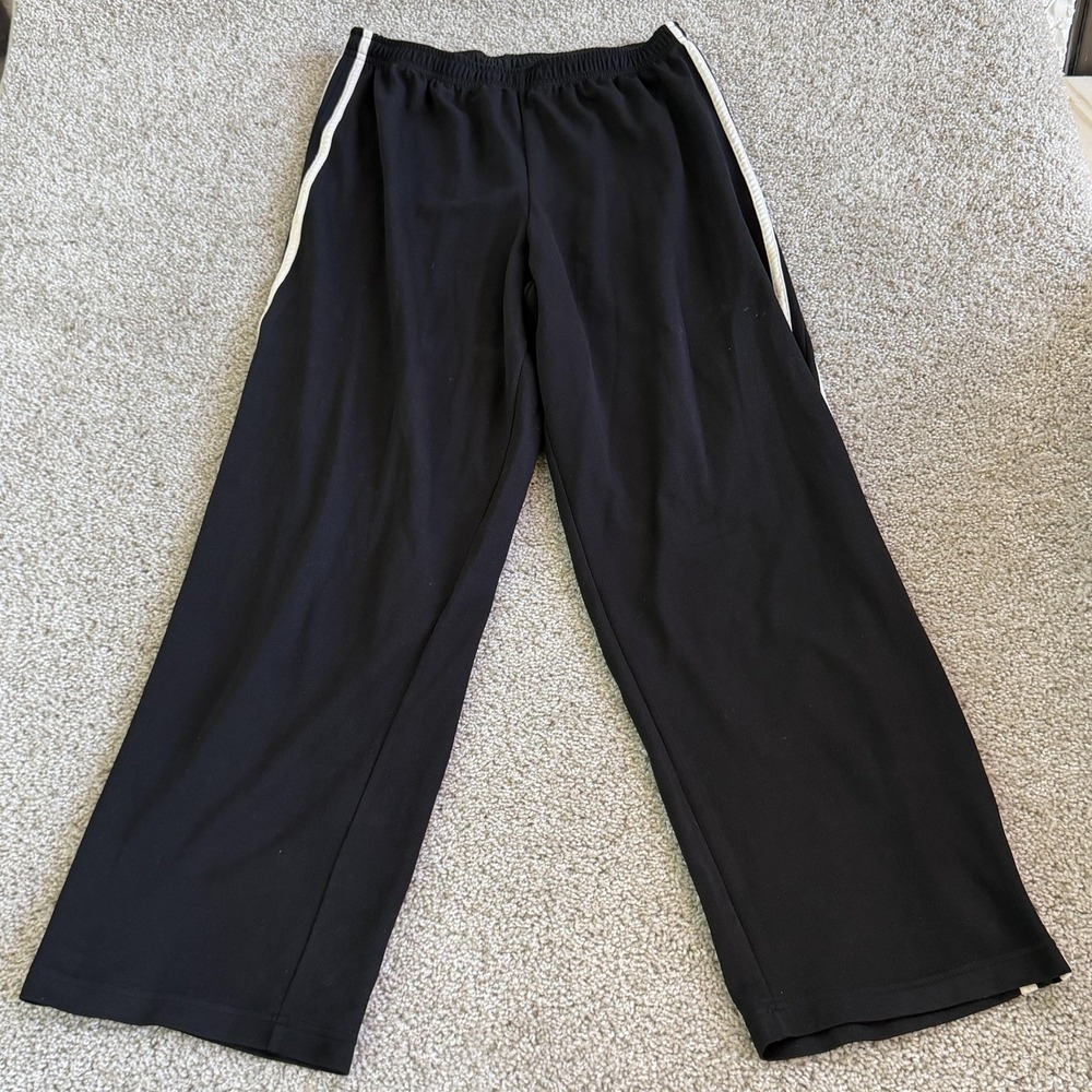 Vintage Lee Sport Track Pants Mens Medium Black Woven Elastic Waist Pockets